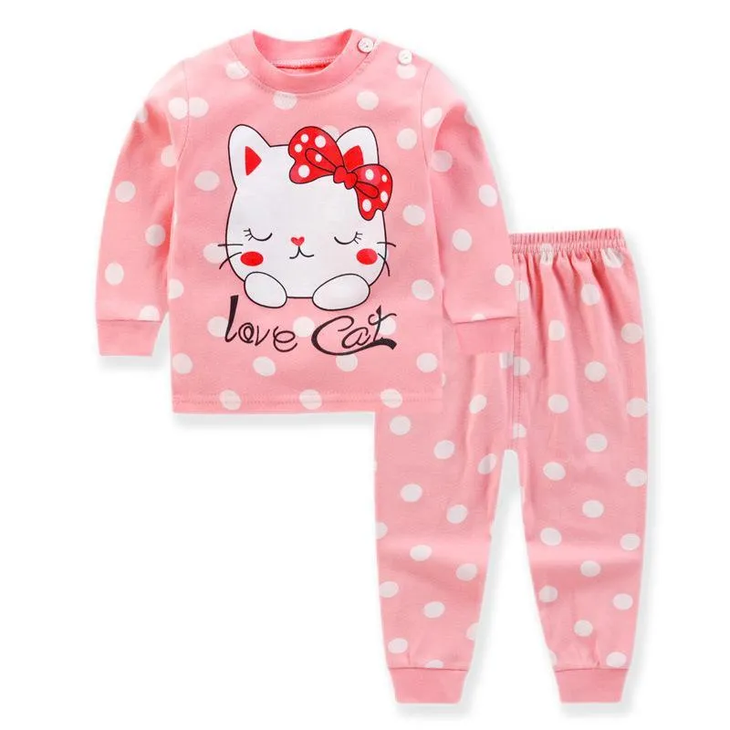 2-piece Cartoon Design Pajamas Sets for Toddler Girl