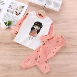 2-piece Cartoon Pajamas Sets for Toddler Girl