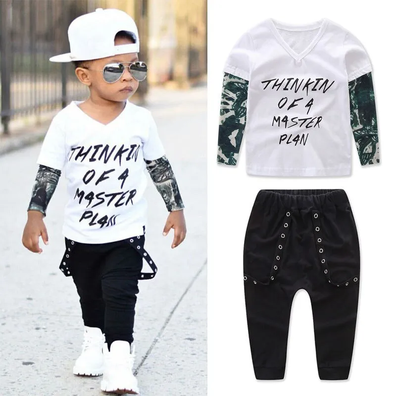 2Pcs Set Toddler Infant Boy T-shirt Tops Long Pants Stylish Kids Clothing Online