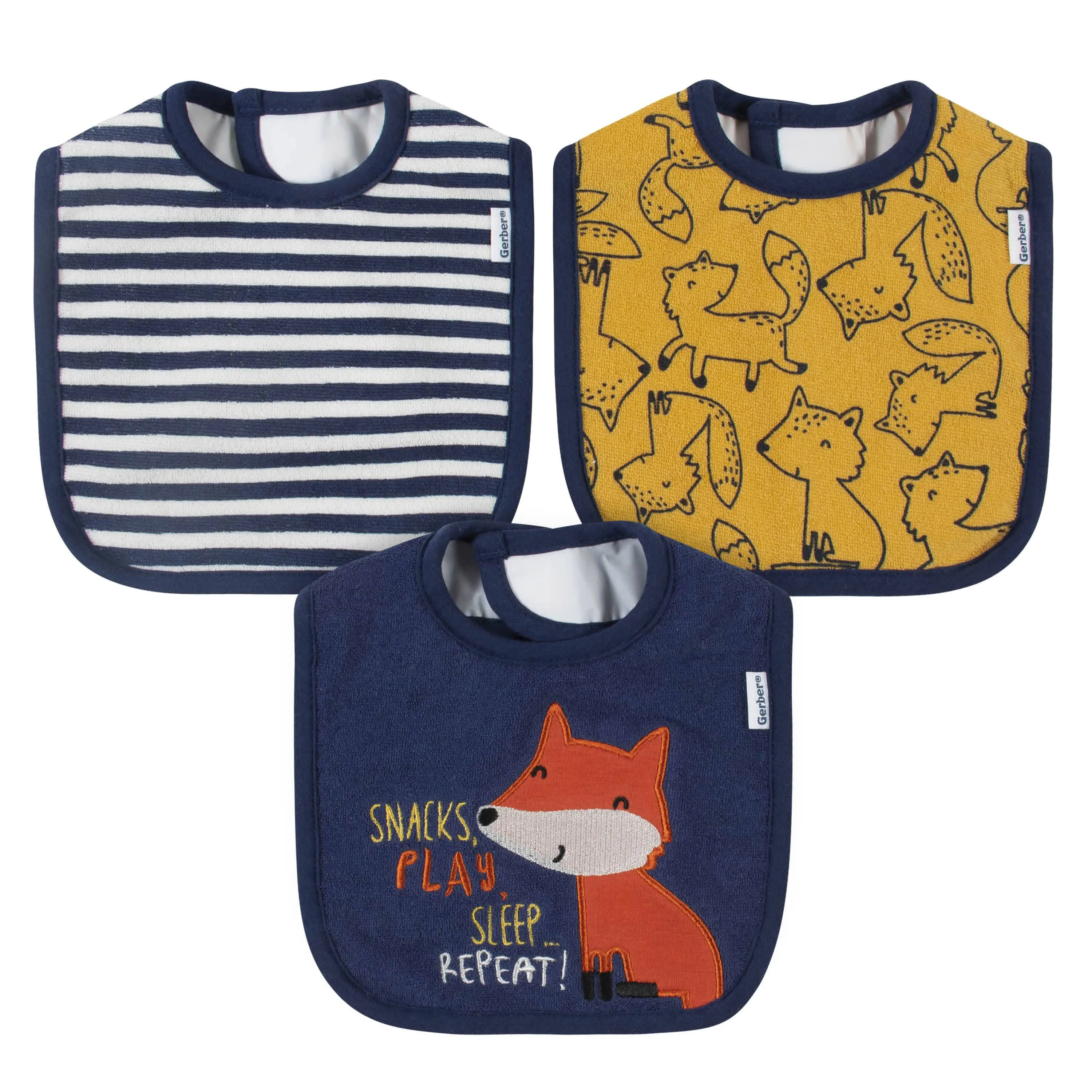 3-Pack Boys Fox Bibs