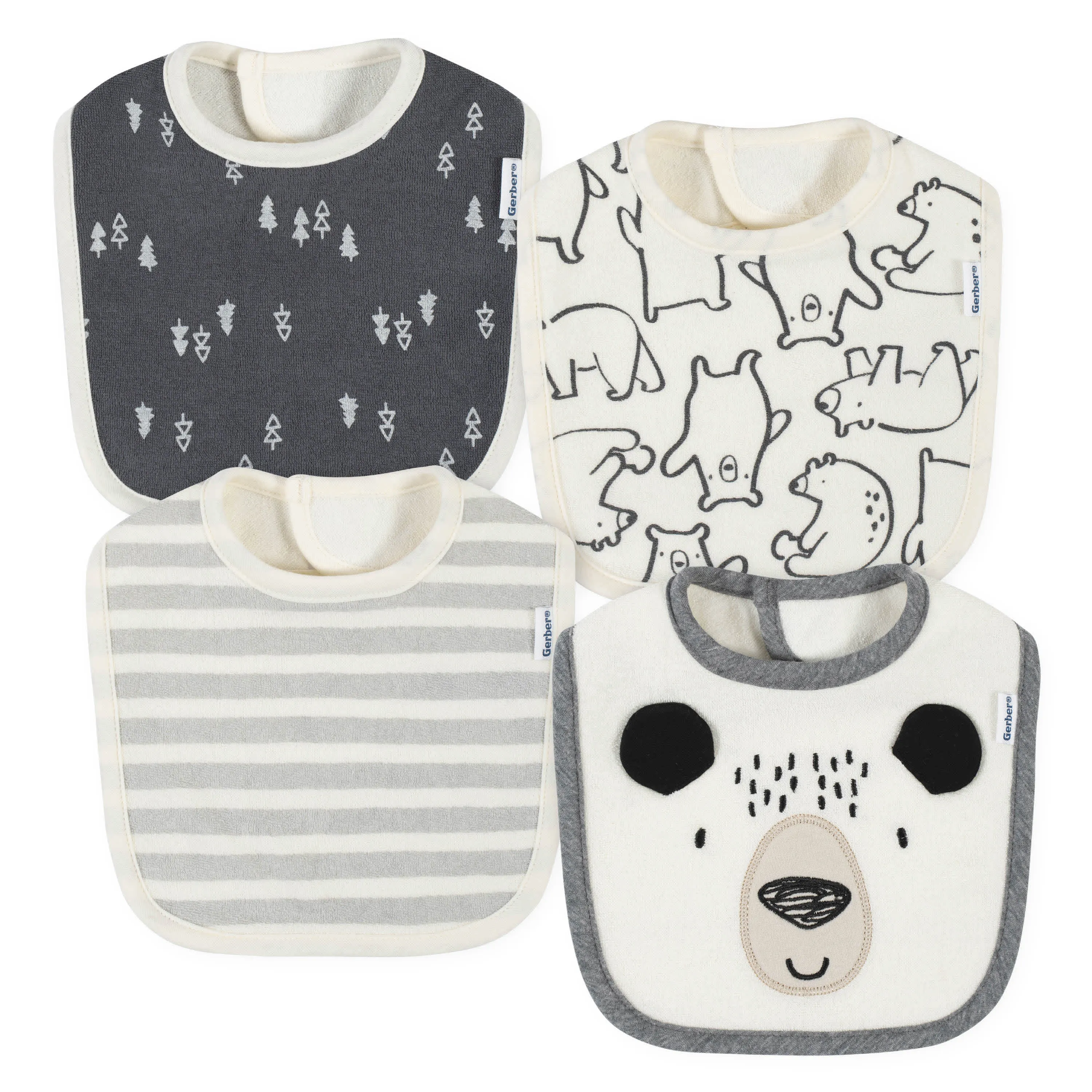 4-Pack Baby Boys Bear Bibs