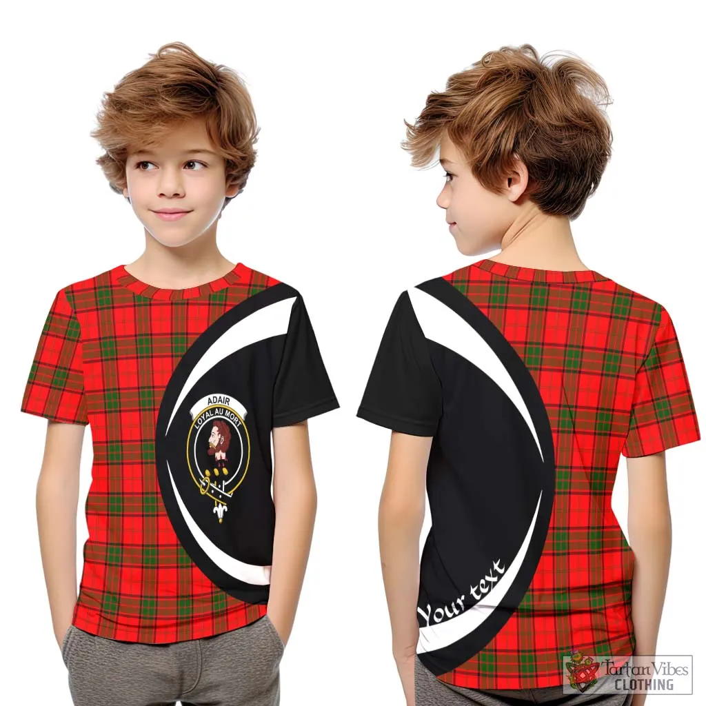 Adair Tartan Kid T-Shirt with Family Crest Circle Style