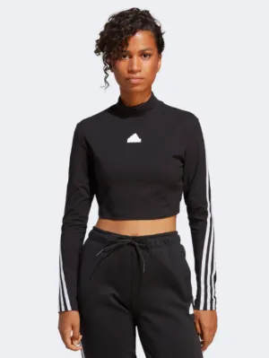 Adidas Future Icons 3-Stripes Mock Neck Women Sportswear Long Sleeve Black