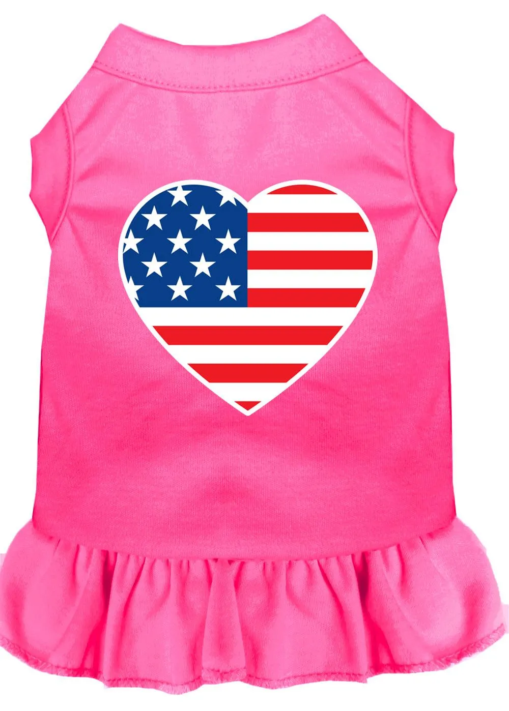 American Flag Heart Screen Print Dress Bright Pink Lg (14)