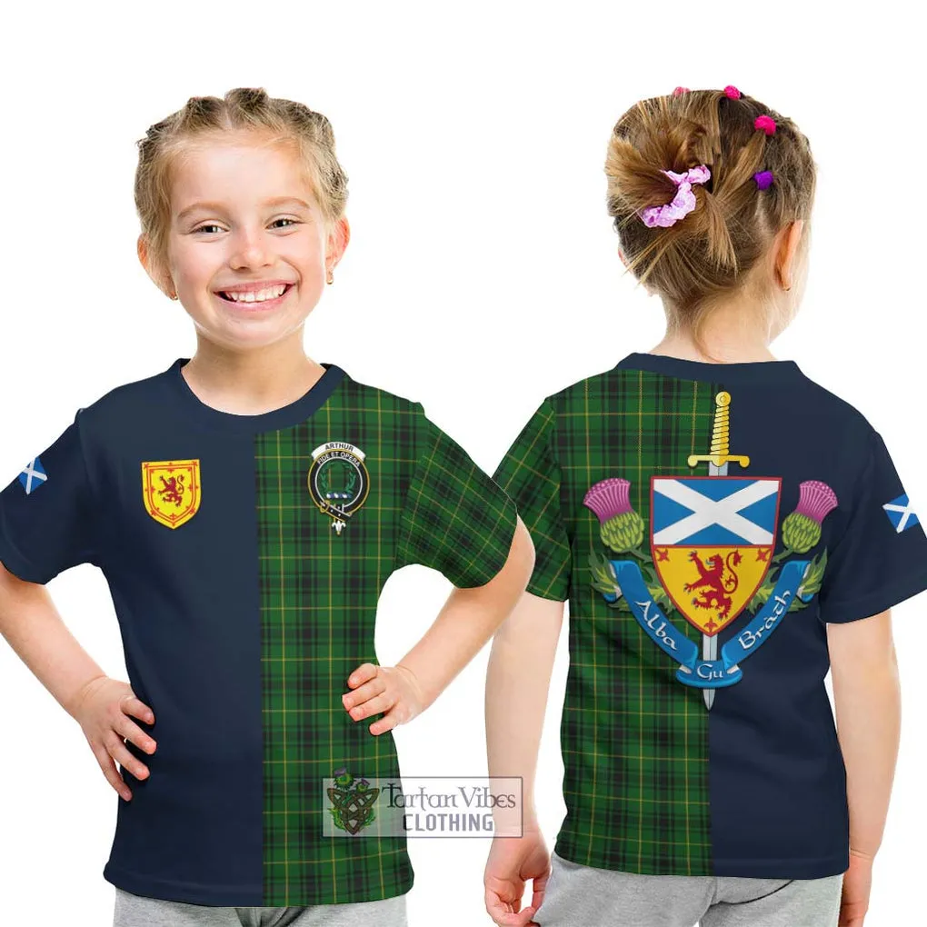 Arthur Tartan Kid T-Shirt Alba with Scottish Lion Royal Arm Half Style