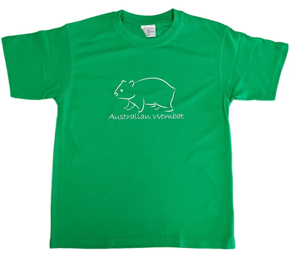 Australian Wombat Childrens T-Shirt (Emerald Green)