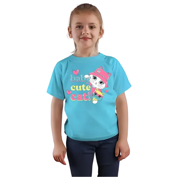 Baby Cat Printed T Shirt For Kids