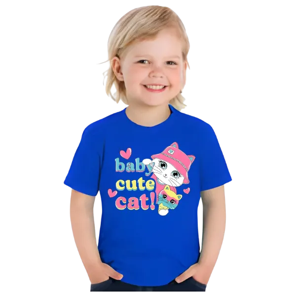 Baby Cat Printed T Shirt For Kids