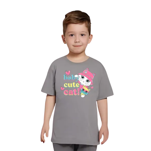 Baby Cat Printed T Shirt For Kids