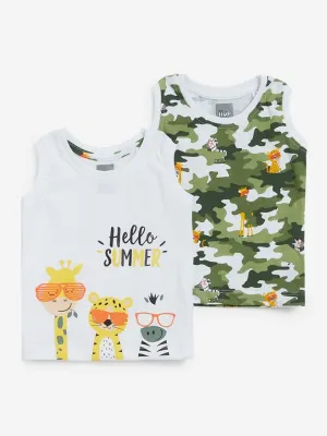 Baby HOP Green Printed T-Shirts Set of Two