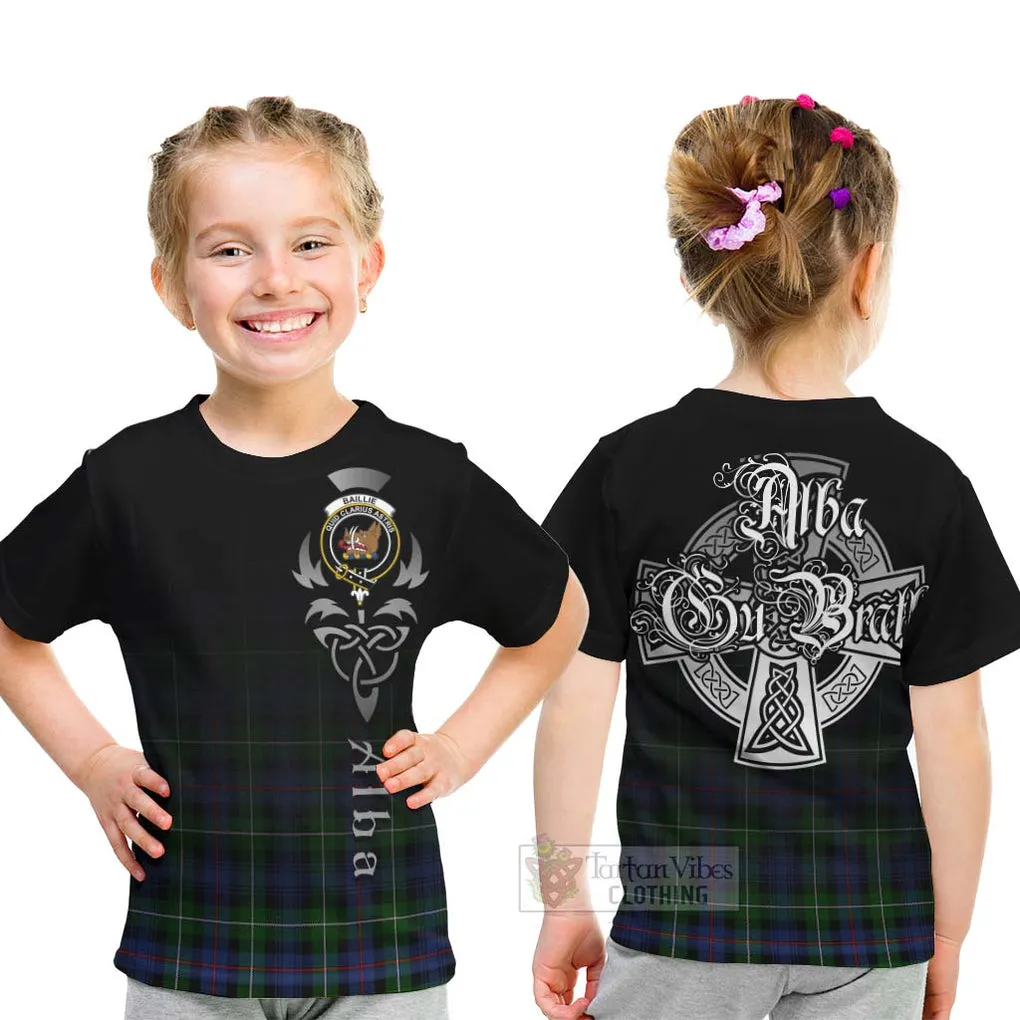 Baillie (Bailey) Tartan Kid T-Shirt Featuring Alba Gu Brath Family Crest Celtic Inspired