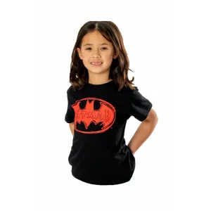 Batman Kids Black Red Batsign T-Shirt DC