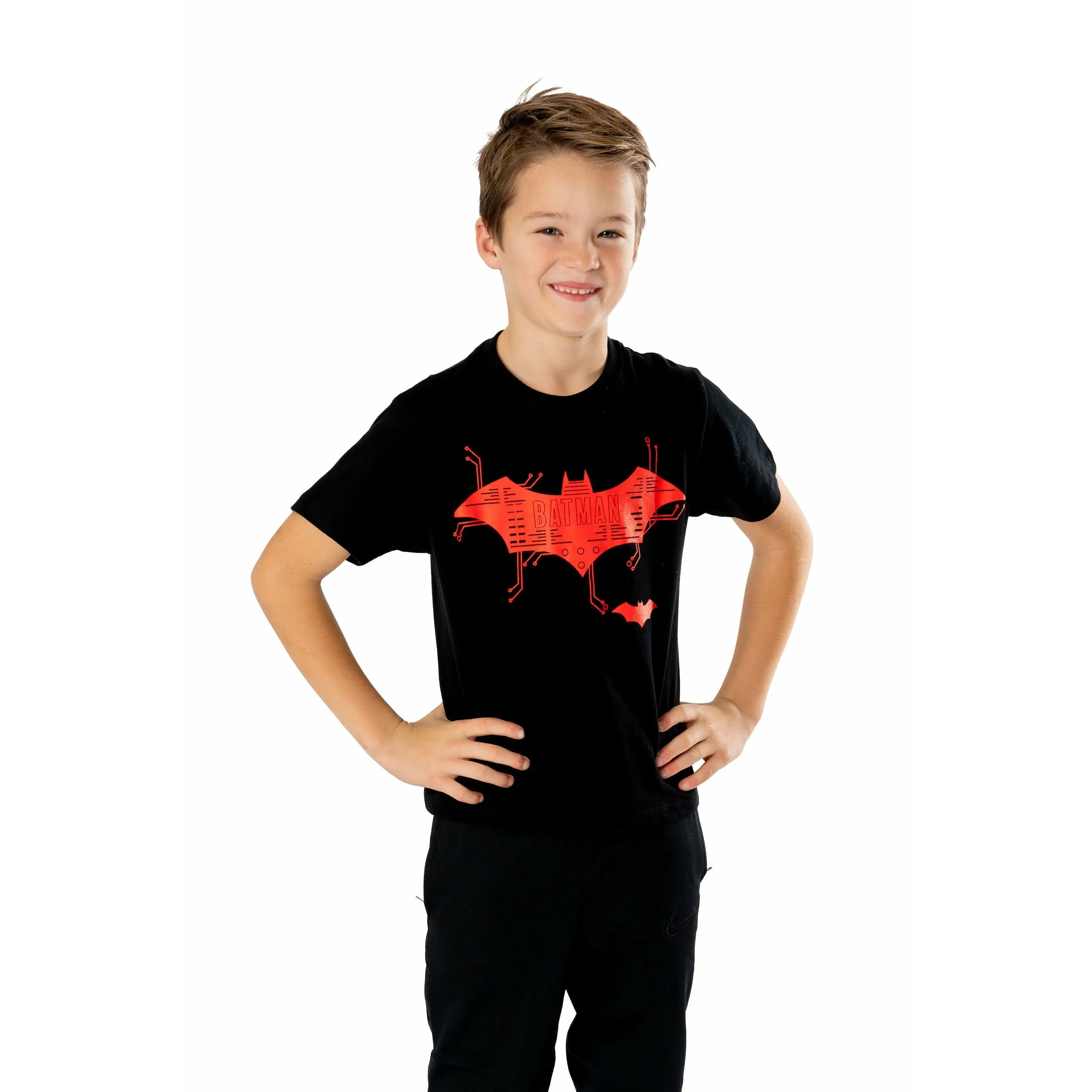 Batman Kids Black Tech Logo T-Shirt DC