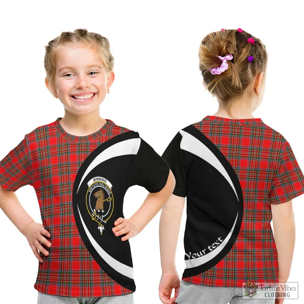 Binning Tartan Kid T-Shirt with Family Crest Circle Style