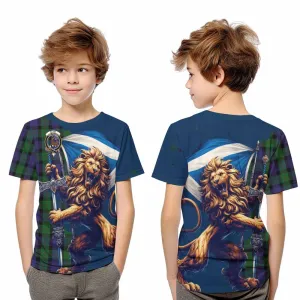 Blair Tartan Family Crest Kid T-Shirt with Scottish Majestic Lion