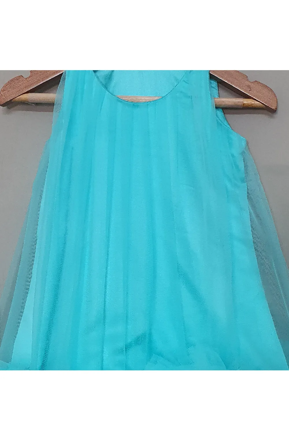 Blue Net Sleeveless Dress