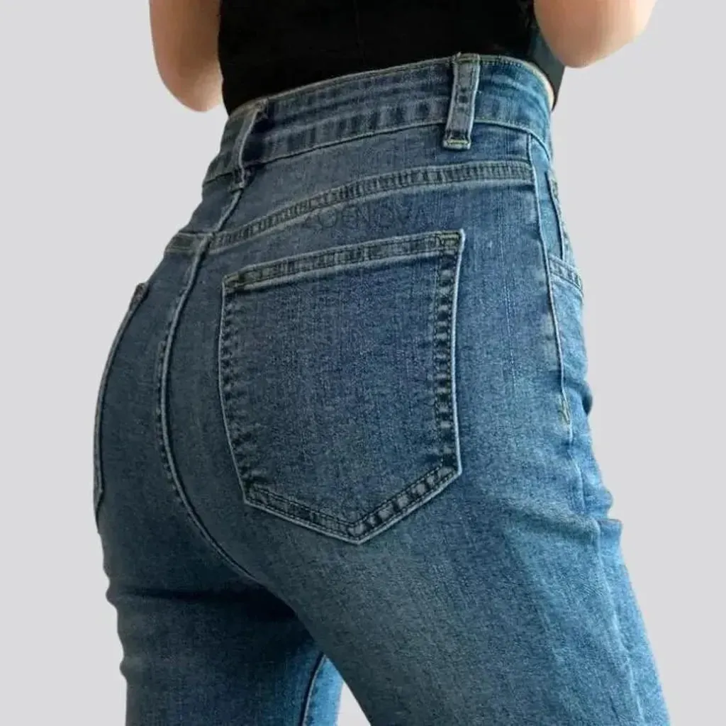 Bootcut sanded jeans for women