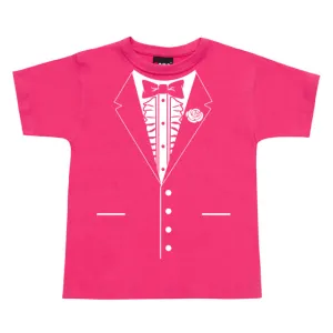 Bow Tie Tuxedo T-Shirt (Hot Pink, Childrens Sizes)