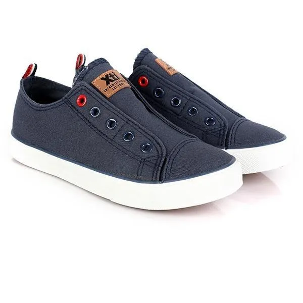 BOYS NAVY LACE-LESS SNEAKERS