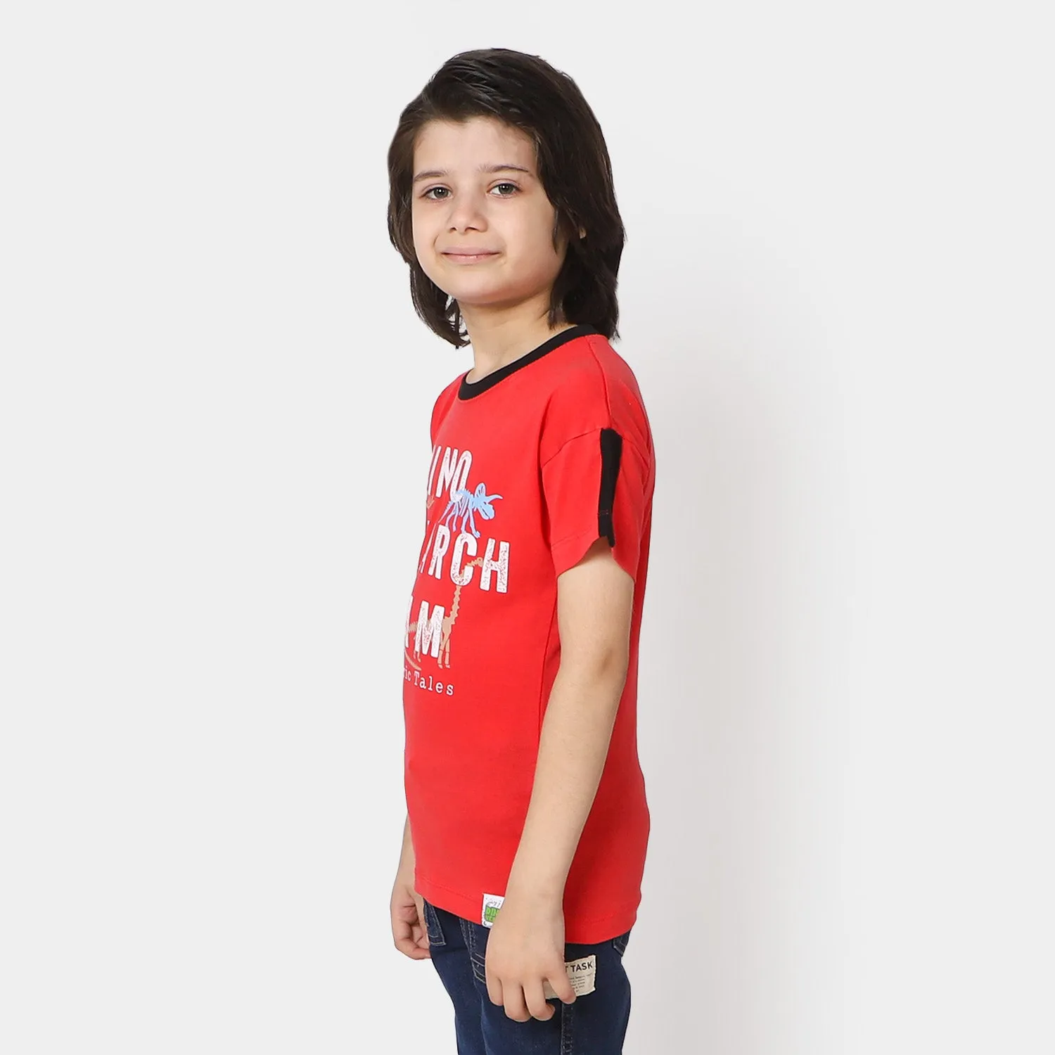 Boys T-Shirt Dino Research | Poppy Red