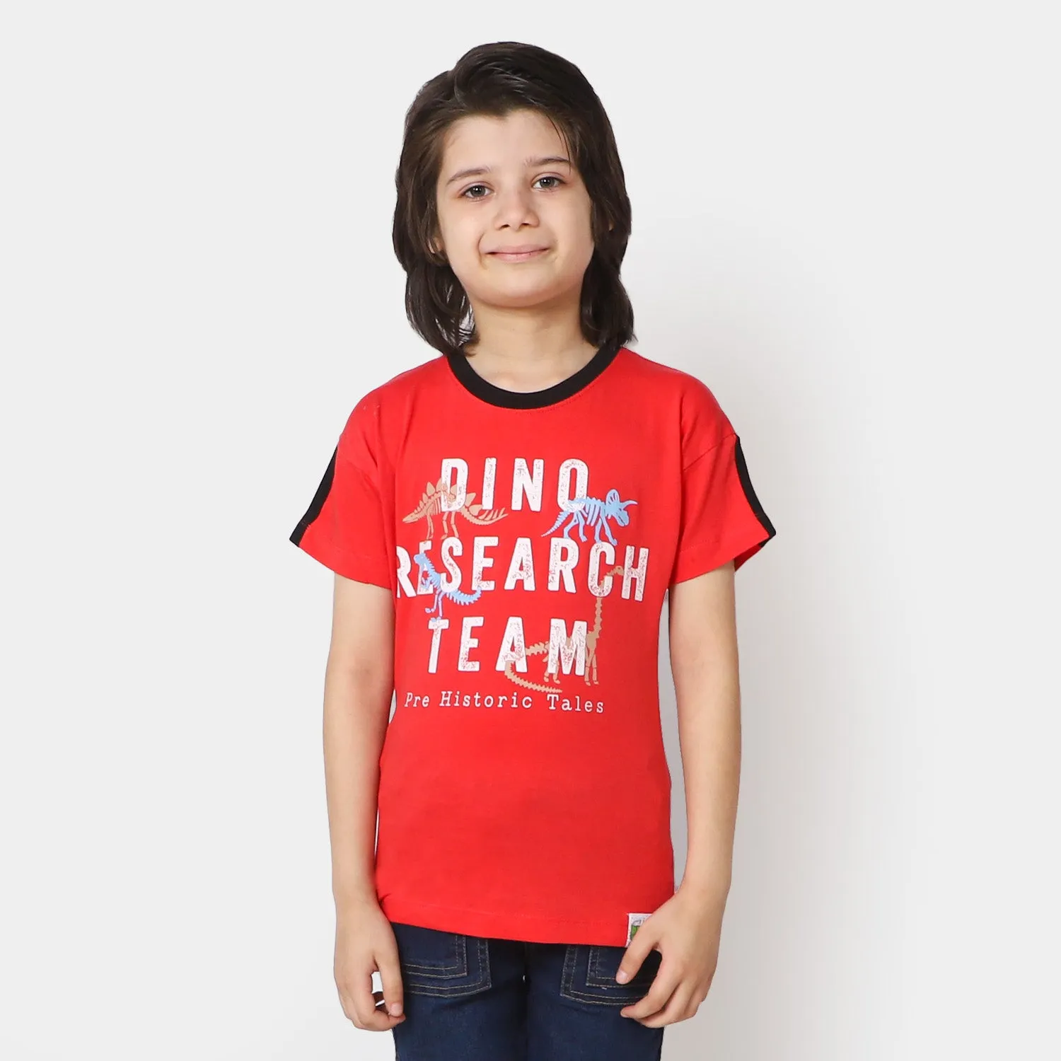 Boys T-Shirt Dino Research | Poppy Red