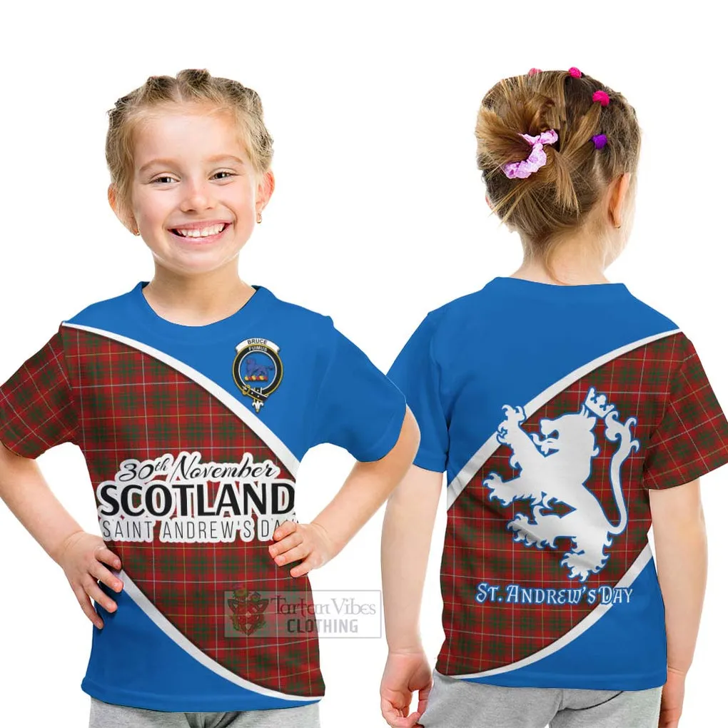 Bruce Family Crest Tartan Kid T-Shirt Celebrate Saint Andrew's Day in Style