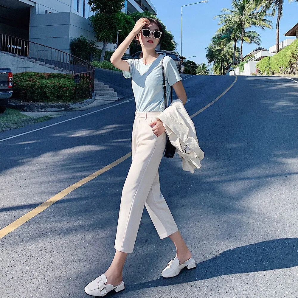 Casual High Waist Pegged Pants for Women