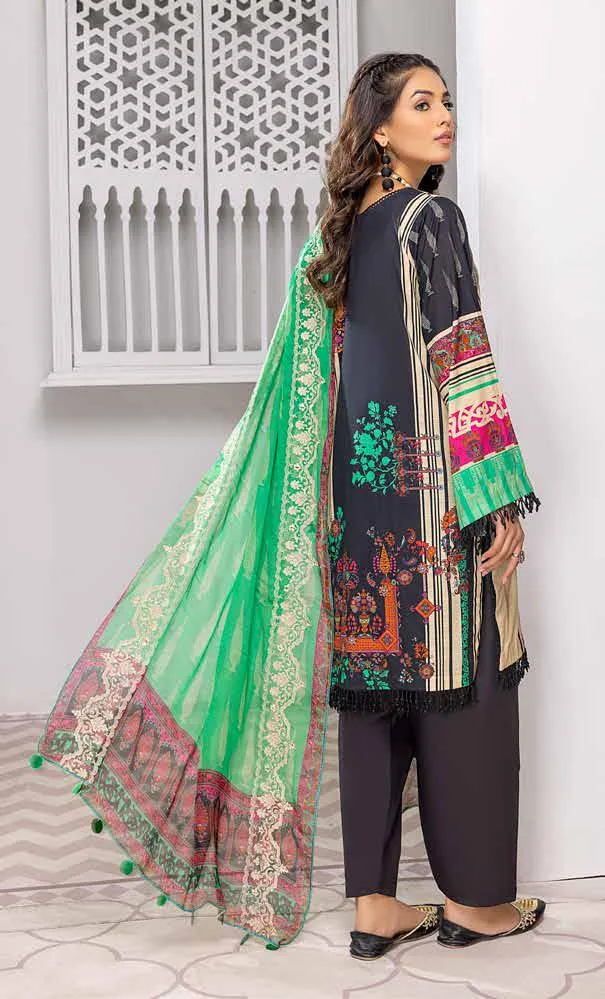 Charizma Women Pure Lawn Black Unstitched Pakistani Suits