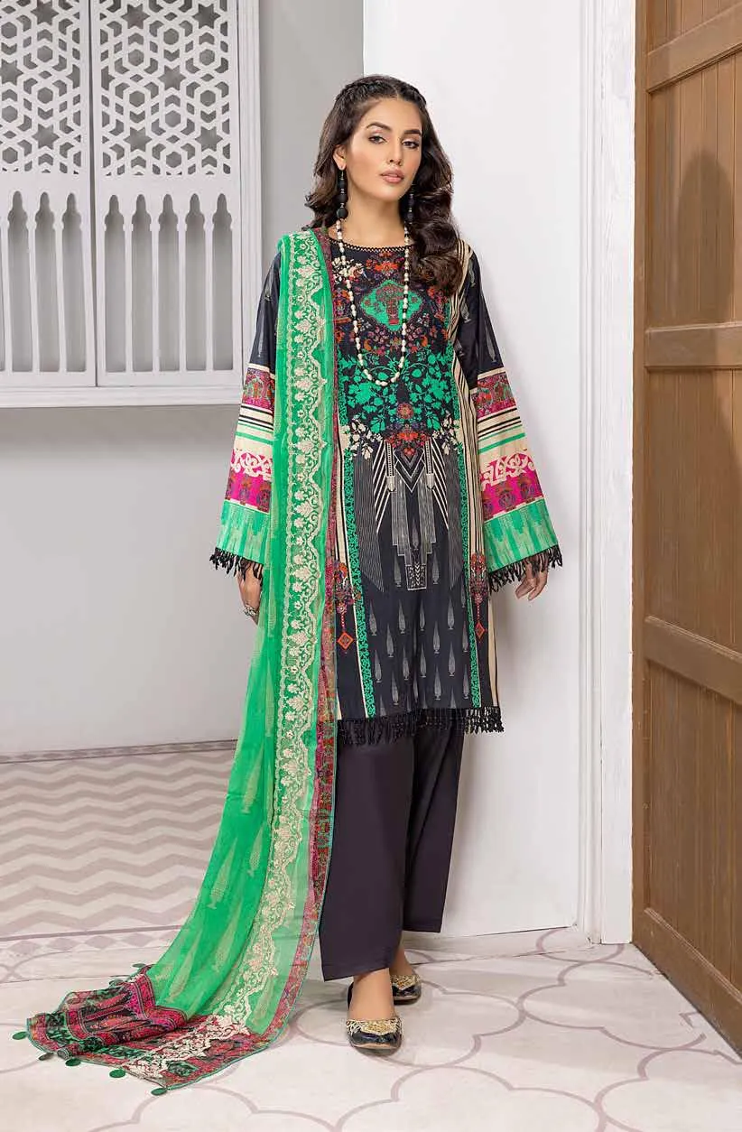 Charizma Women Pure Lawn Black Unstitched Pakistani Suits