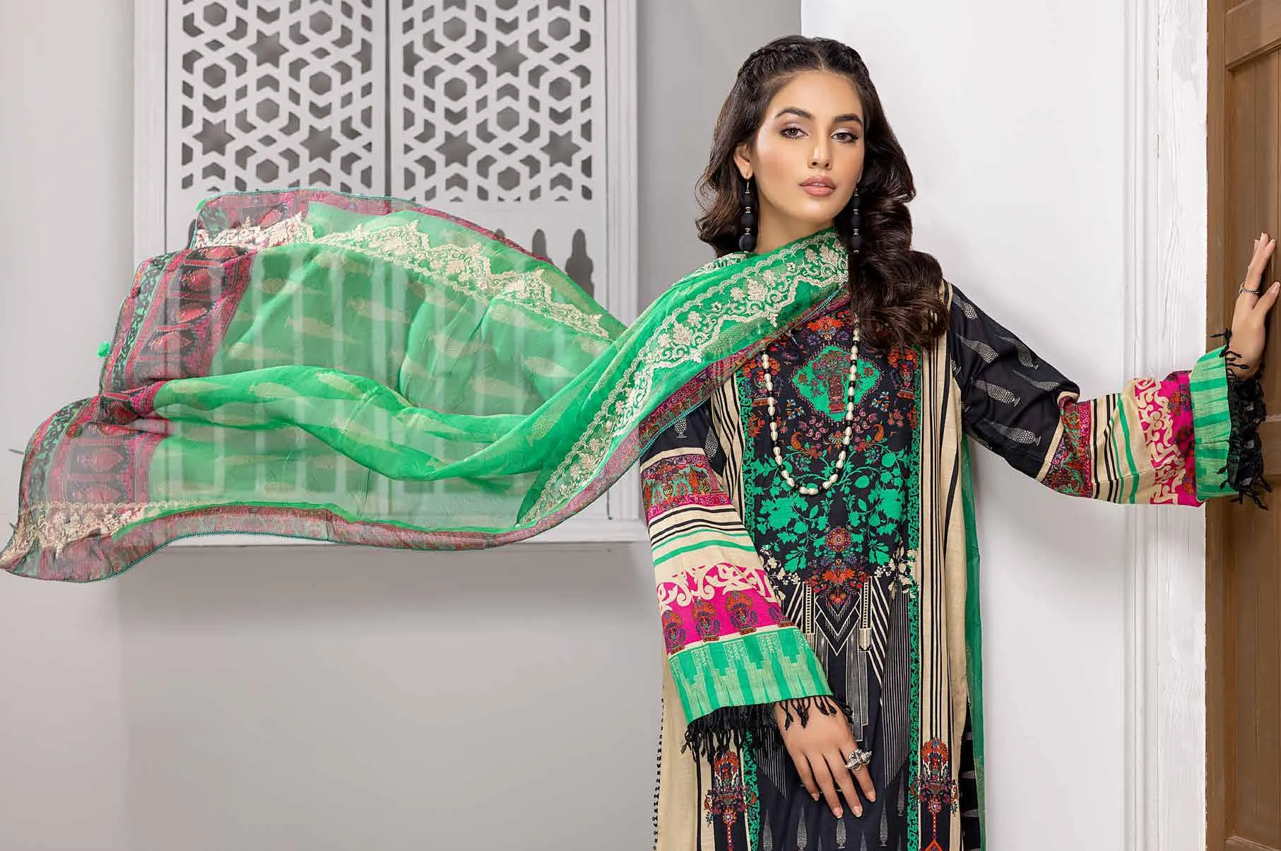 Charizma Women Pure Lawn Black Unstitched Pakistani Suits