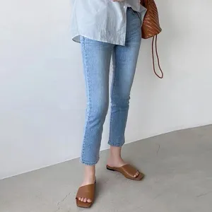 Classic Plain High-Waisted Skinny Boyfriend Jeans