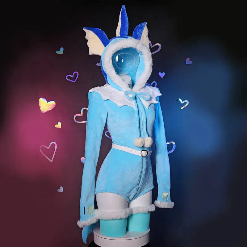 Cosplay Kawaii Cartoon Zipper Plush Jumpsuit Lingerie