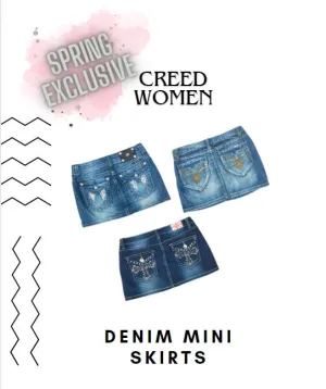 CR1538 Mix Aesthetic Denim Mini Skirts - 15 Pcs