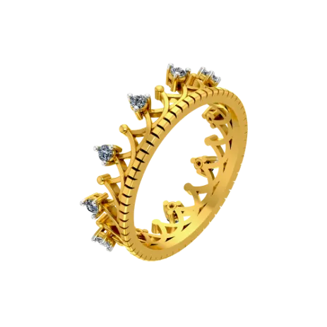 Crown Themed Gold Ring Design For Women