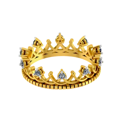 Crown Themed Gold Ring Design For Women