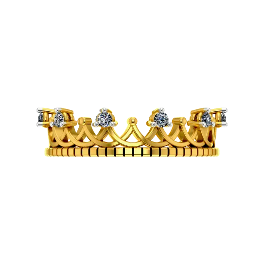 Crown Themed Gold Ring Design For Women