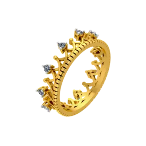 Crown Themed Gold Ring Design For Women