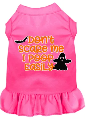 Don't Scare Me, Poops Easily Screen Print Dog Dress Bright Pink Xl