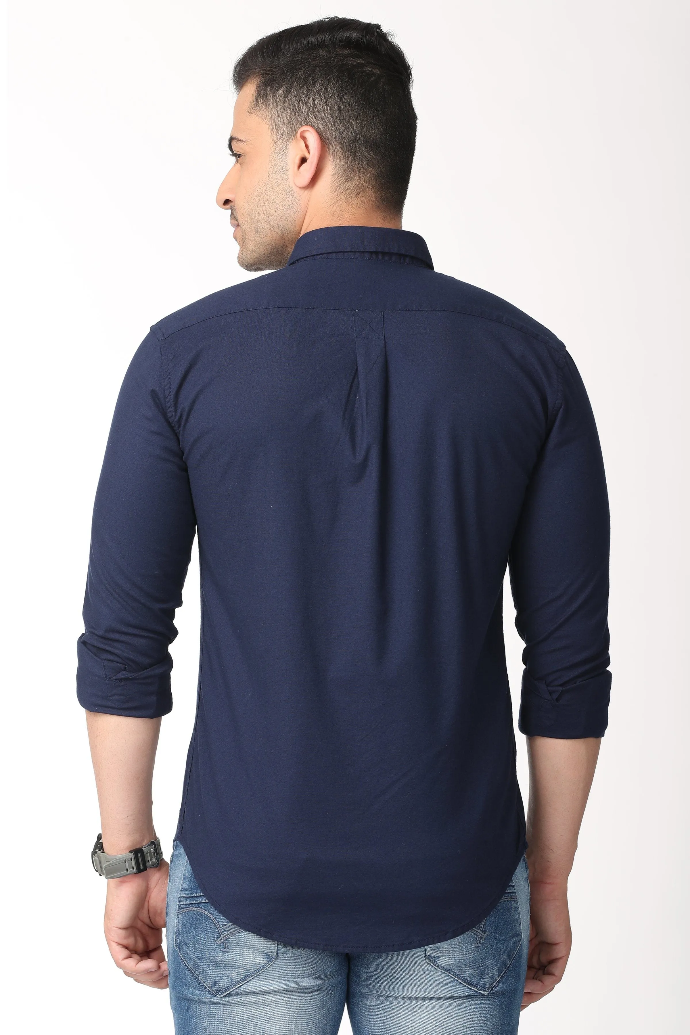 Elegant Dark Blue Full Sleeve Shirt