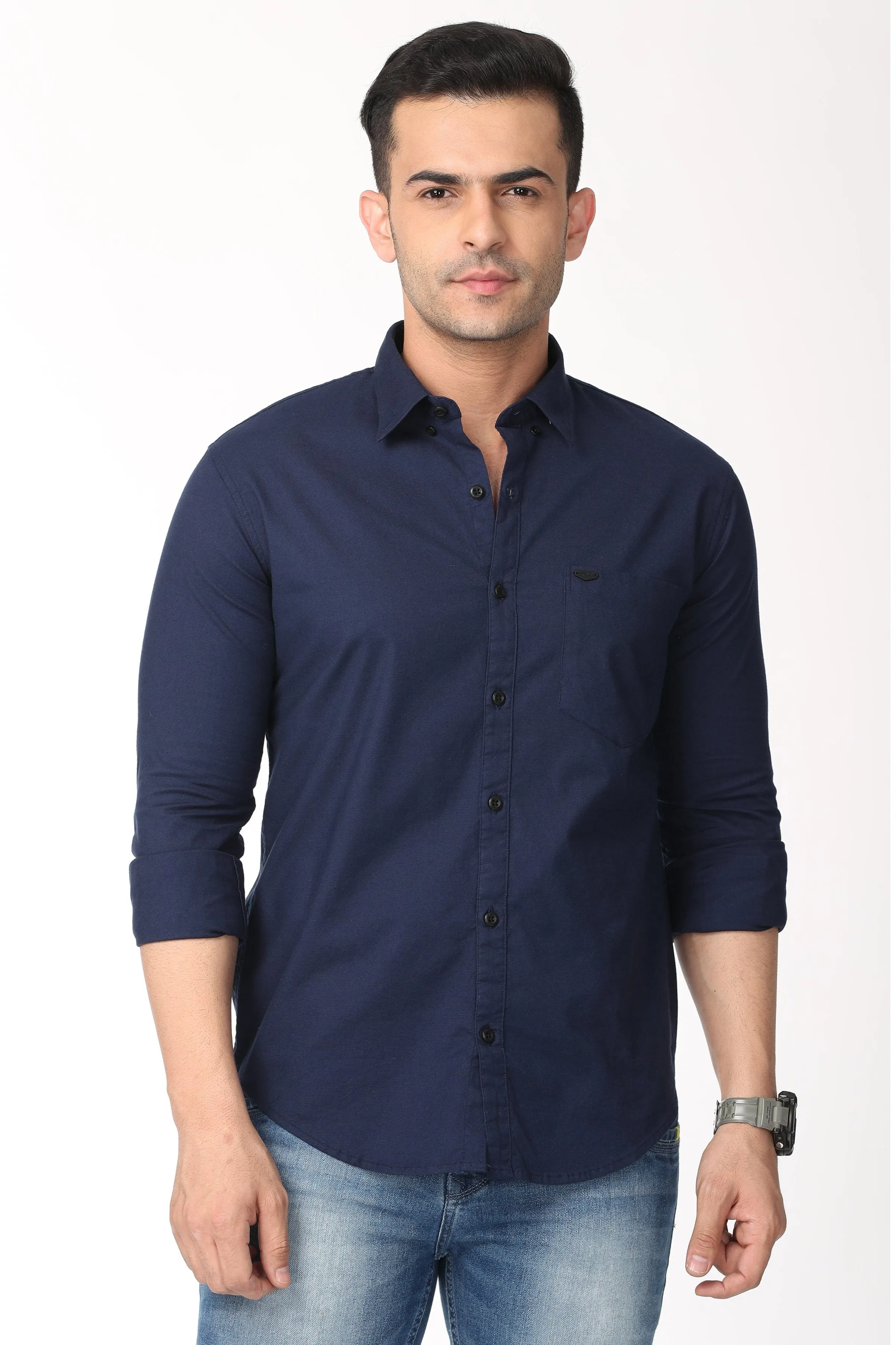 Elegant Dark Blue Full Sleeve Shirt