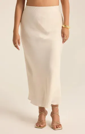 Europa Luxe Sheen Midi Skirt Sea Salt