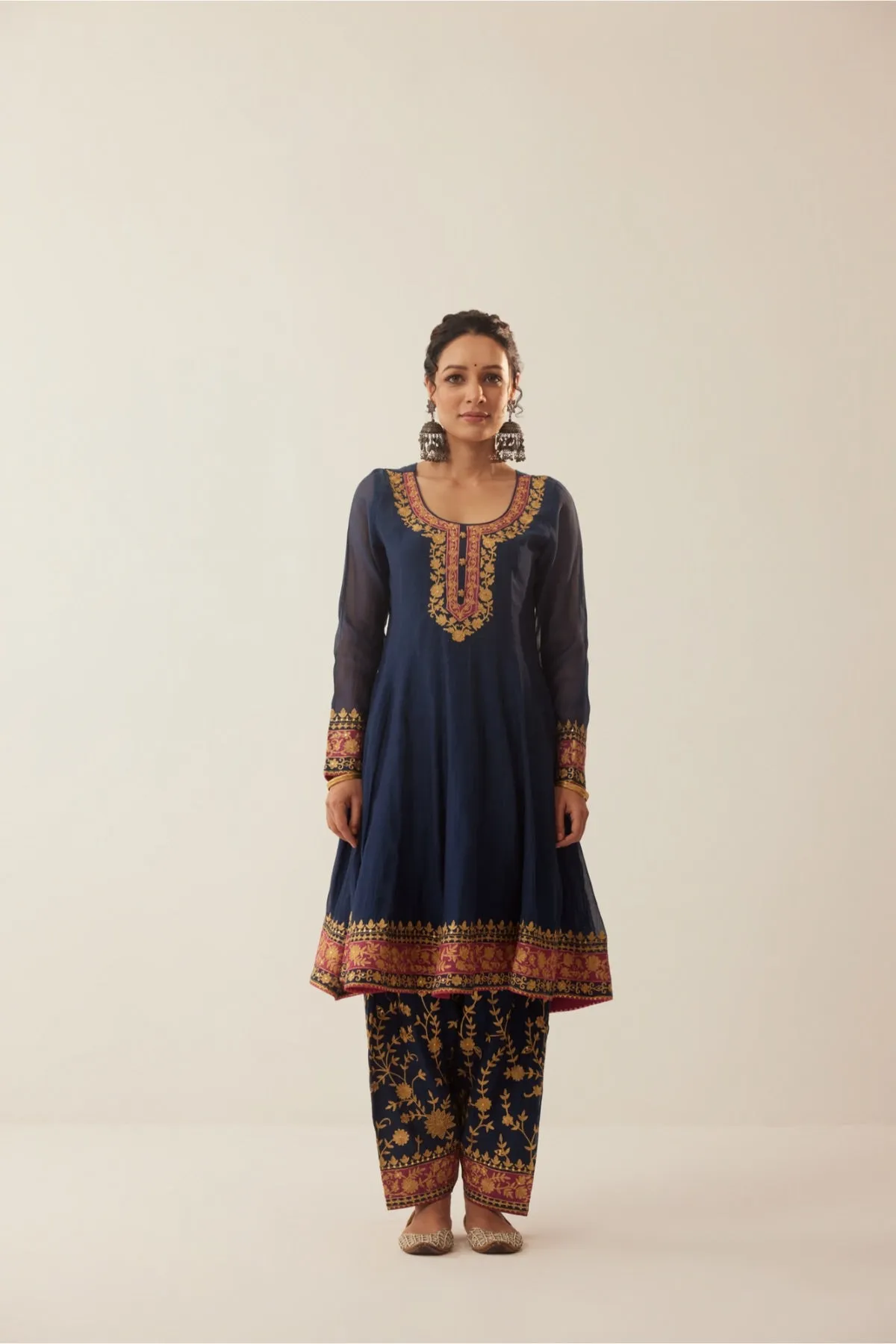 Gauhar Blue Aari Anarkali With Salwar Set