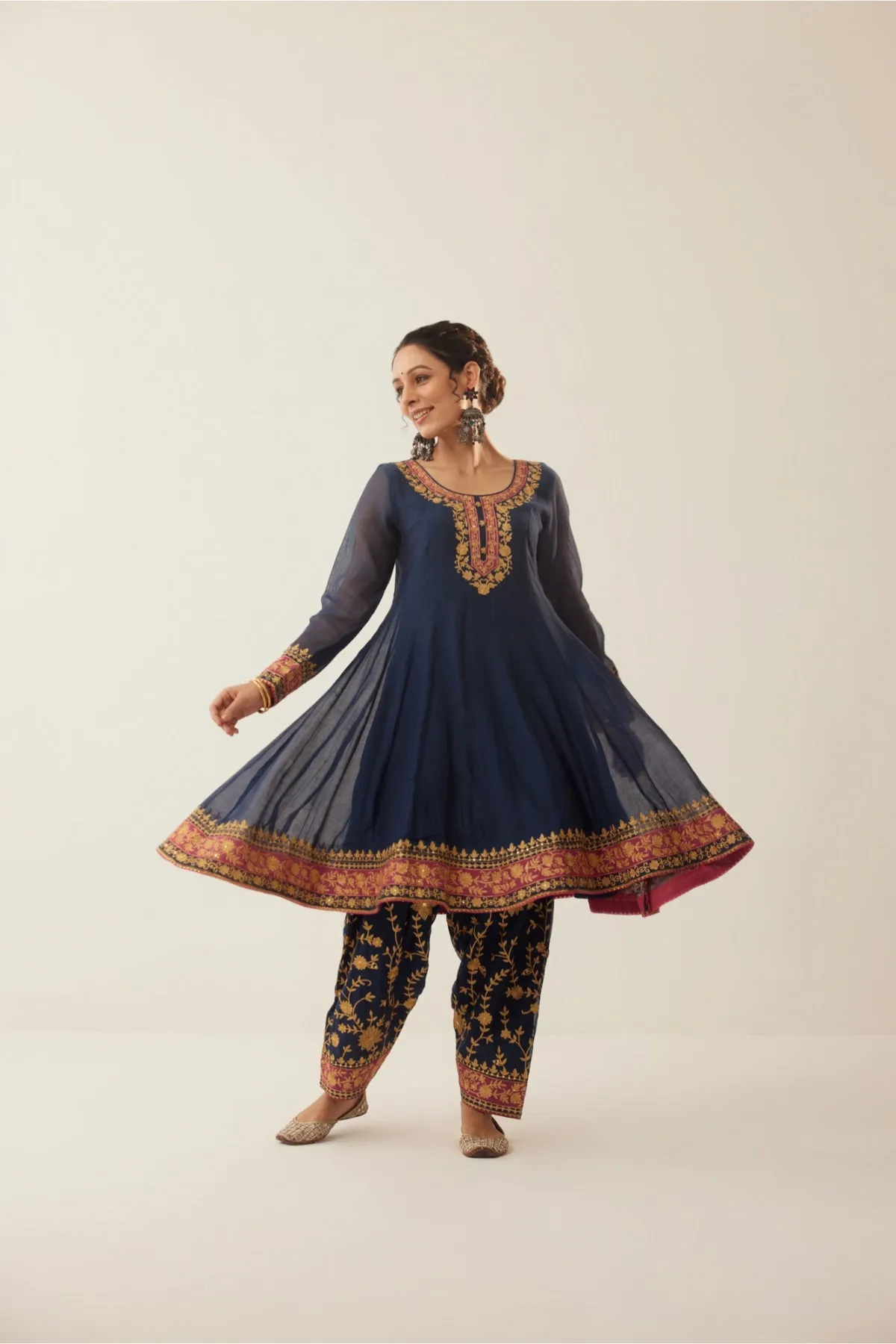 Gauhar Blue Aari Anarkali With Salwar Set