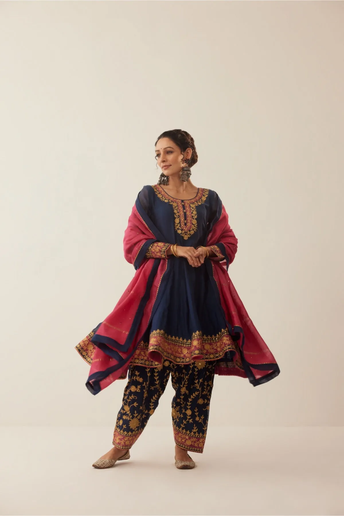 Gauhar Blue Aari Anarkali With Salwar Set