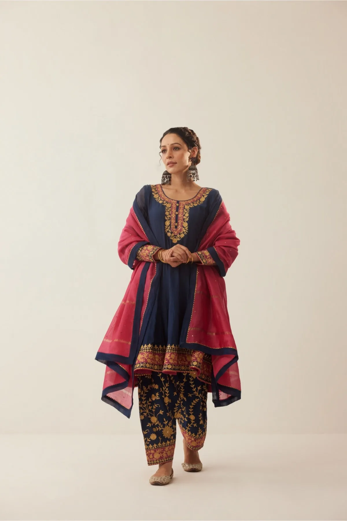 Gauhar Blue Aari Anarkali With Salwar Set