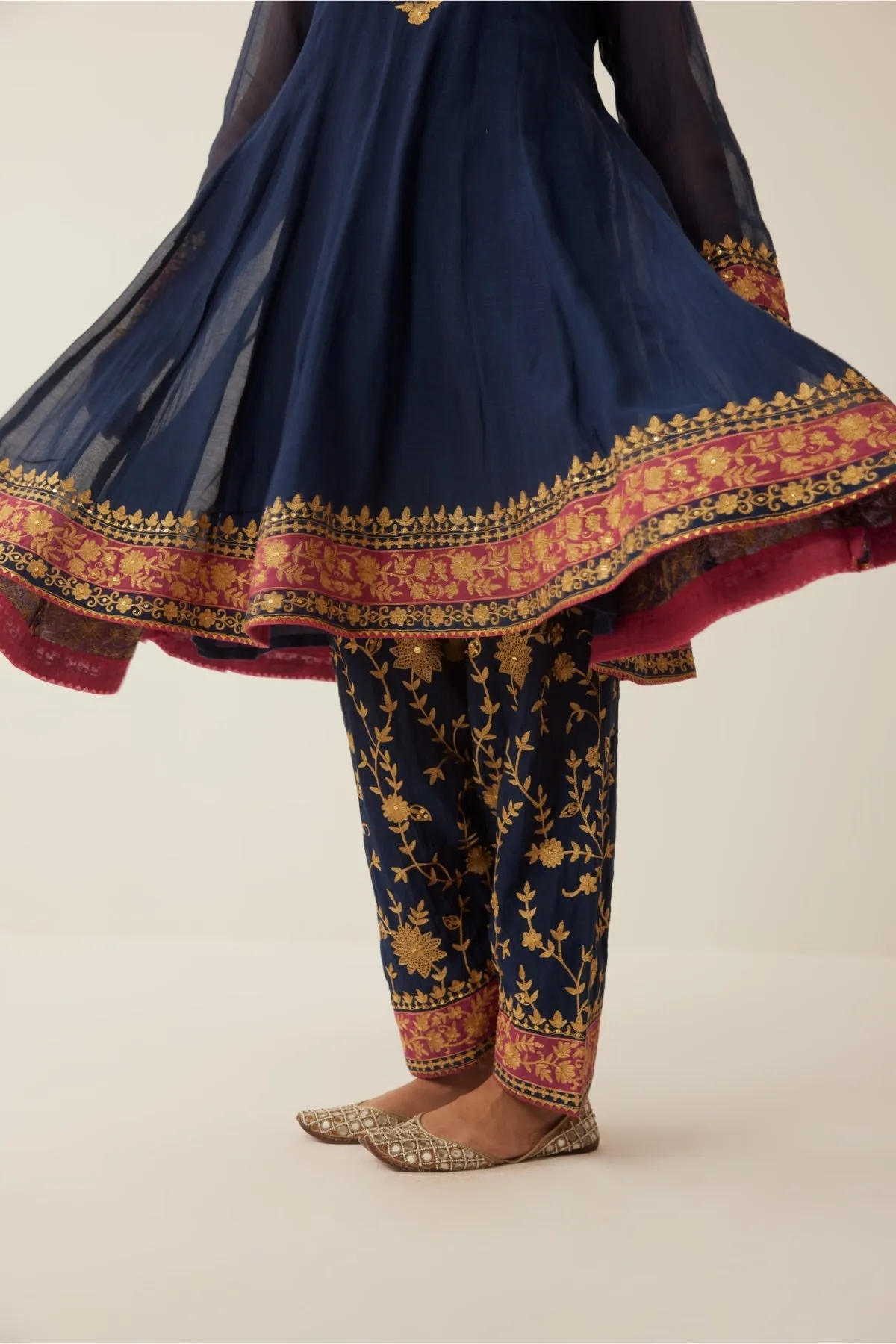 Gauhar Blue Aari Anarkali With Salwar Set