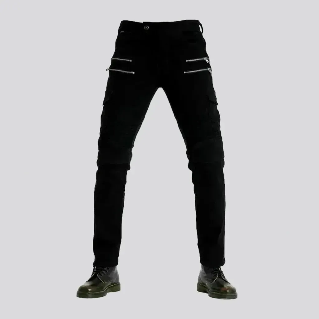 High-rise biker fit moto jeans for men