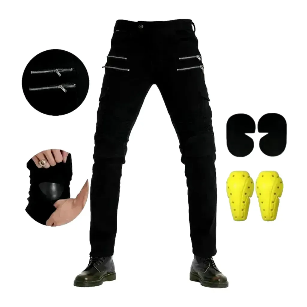 High-rise biker fit moto jeans for men