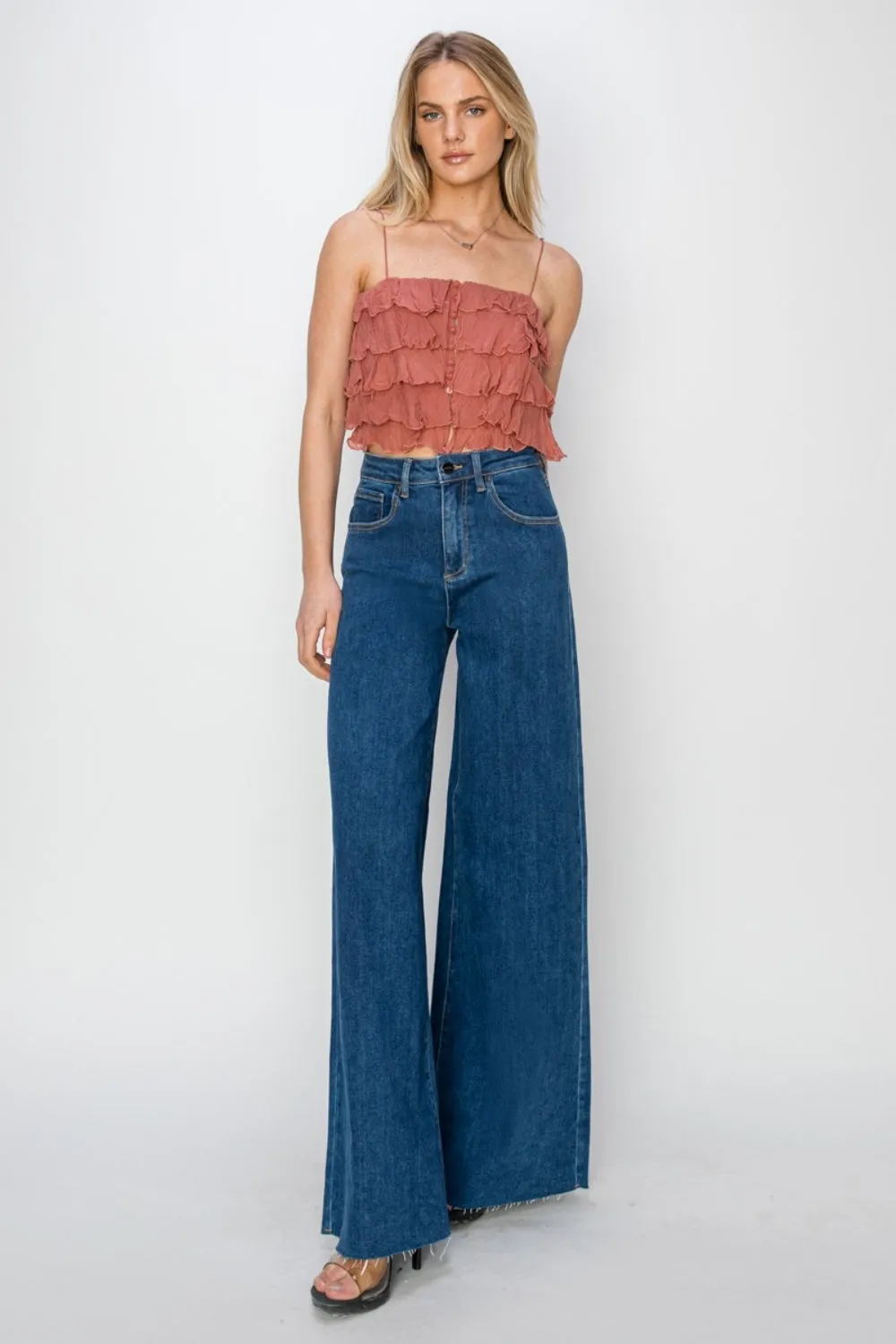 High Rise Palazzo Wide Leg Jeans