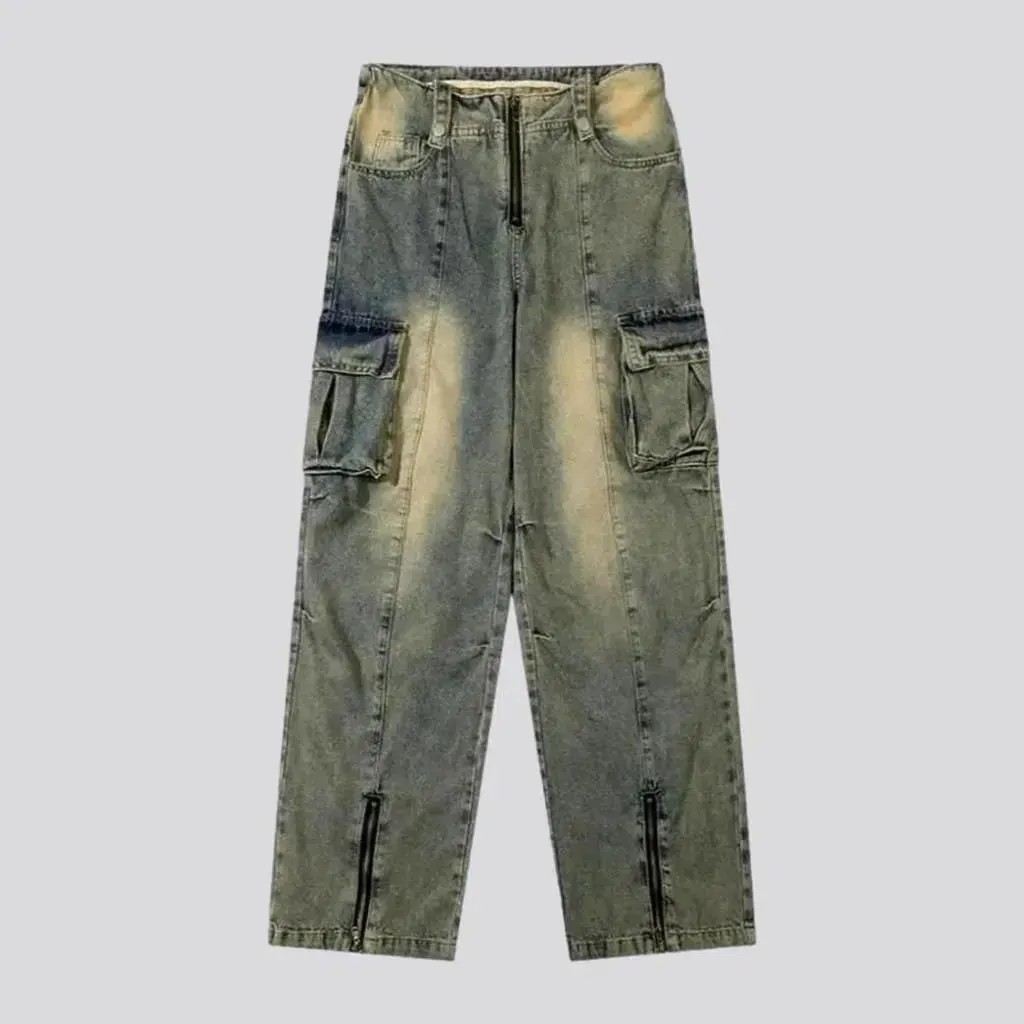 High-waist cargo jeans
 for men